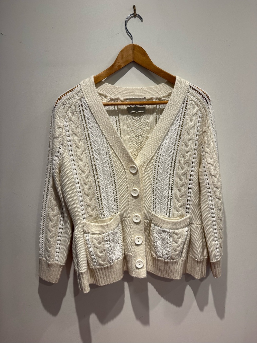 Sea New York Cream Cable-Knit Button Cardigan